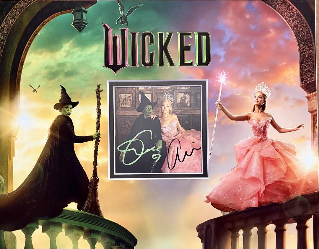 Cynthia Erivo & Ariana Grande Mounted Signed Wicked CD Insert 11x14 - JSA COA
